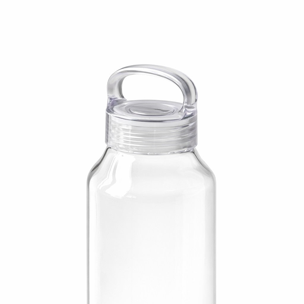 Clear glass bottle - Just Bottle Zen Glass bottle top from side angle