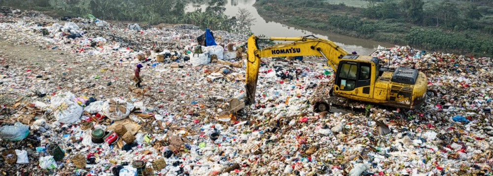 Landfill with plastic waste
