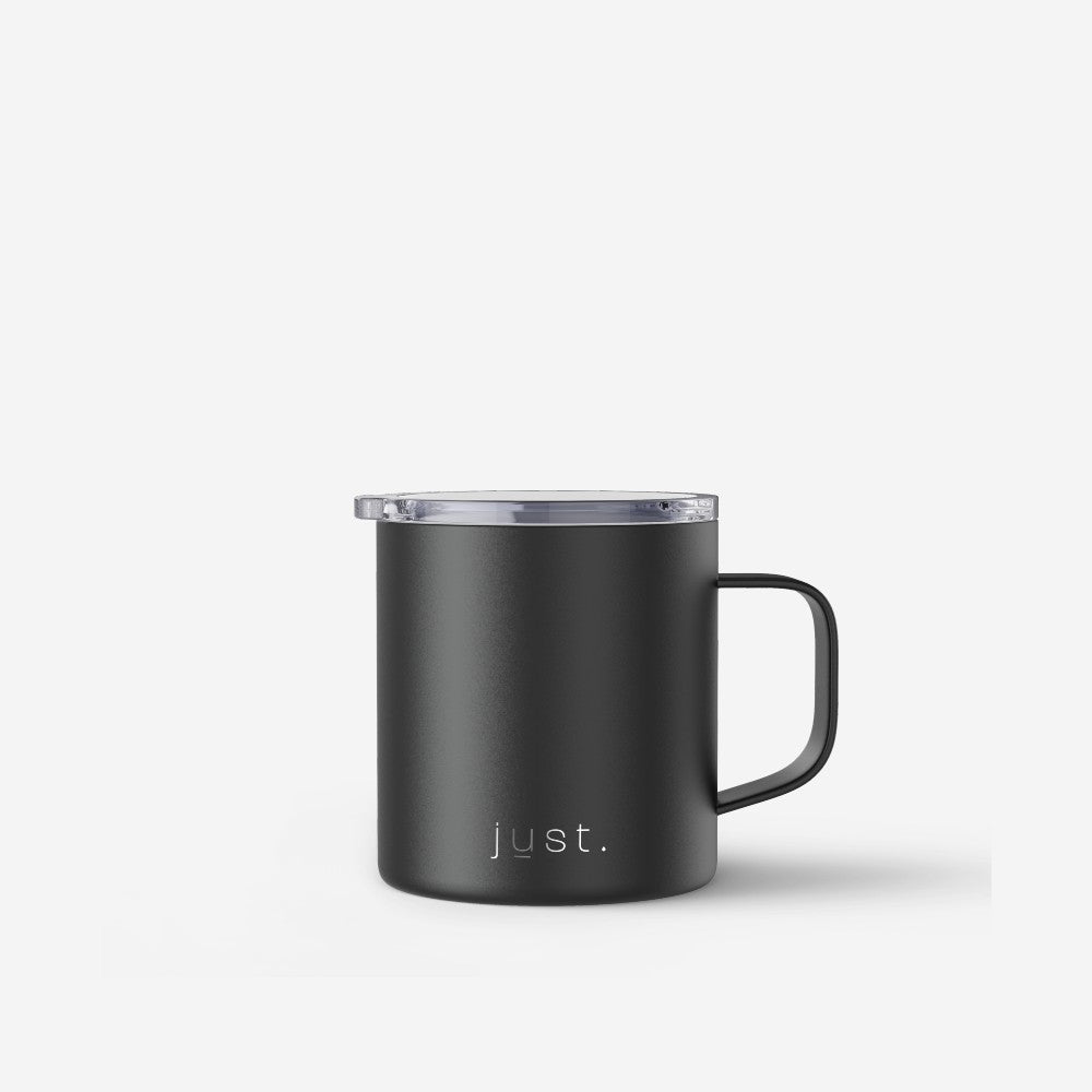 black metal coffee mug
