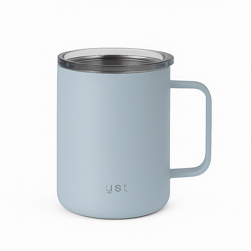 12 oz insulated mug in light blue - double wall design