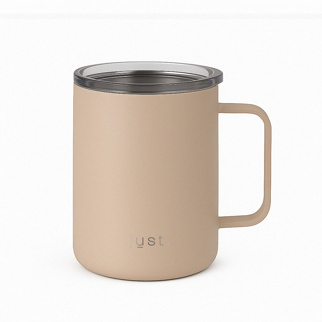12 oz insulated mug in beige - thermal design