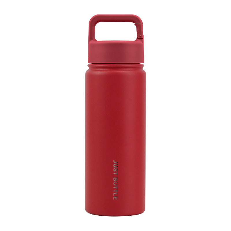 Metal water bottle with company logo and carabiner clip lid in red - Just Bottle Clipper 550ml / 18 oz