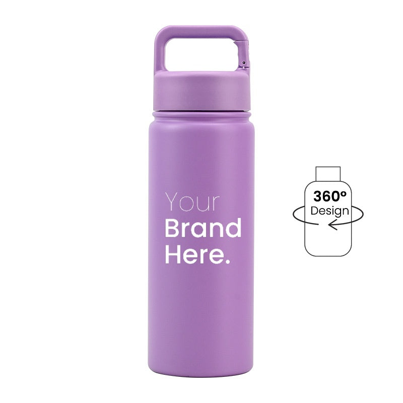 Purple  550ml (18oz) Custom Logo Stainless Steel Carabiner Water Bottle