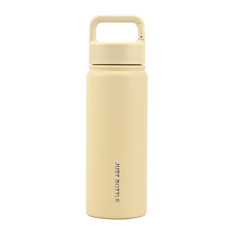 Metal water bottle with company logo and carabiner clip lid in yellow - Just Bottle Clipper 550ml / 18 oz