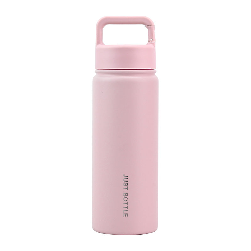 Metal water bottle with company logo and carabiner clip lid in light pink - Just Bottle Clipper 550ml / 18 oz