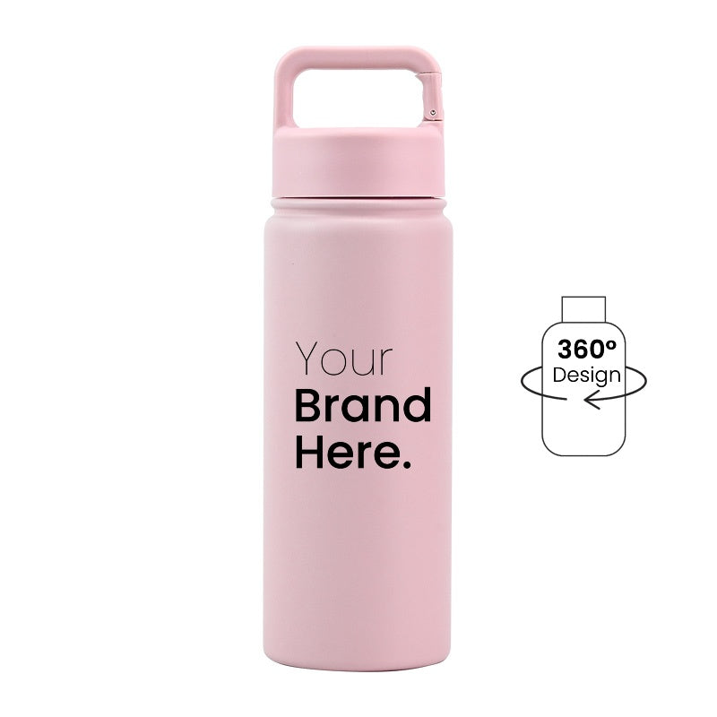 Pink  550ml (18oz) Custom Logo Stainless Steel Carabiner Water Bottle