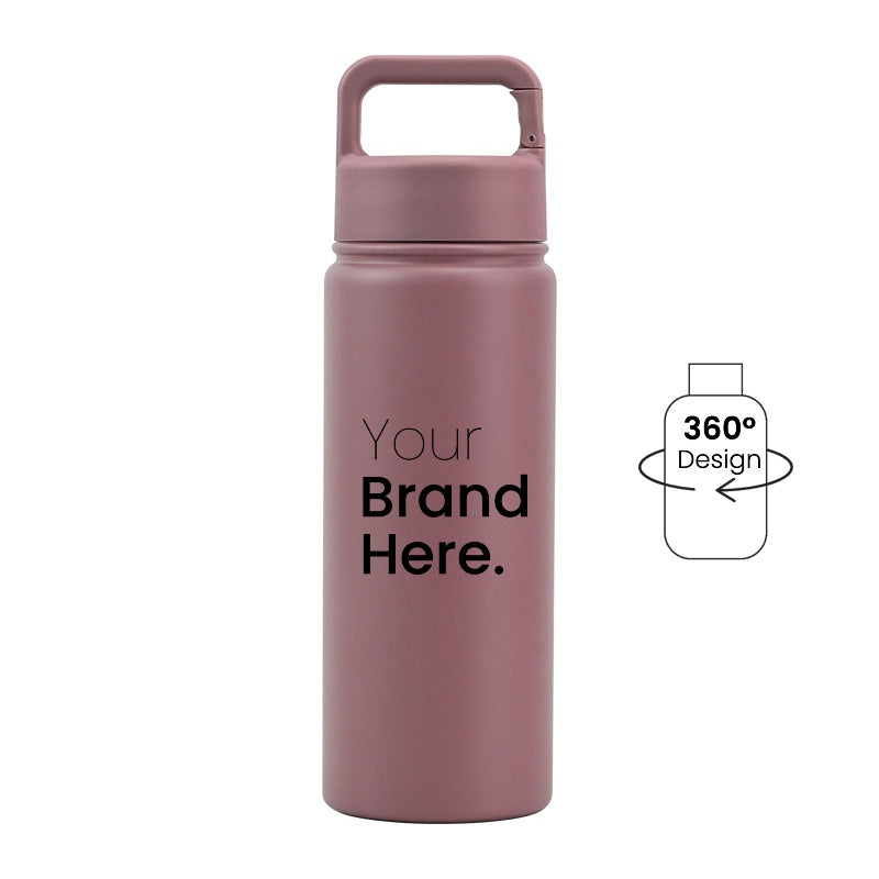 Brown  550ml (18oz) Custom Logo Stainless Steel Carabiner Water Bottle