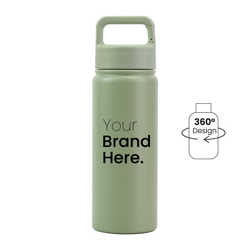 Green  550ml (18oz) Custom Logo Stainless Steel Carabiner Water Bottle