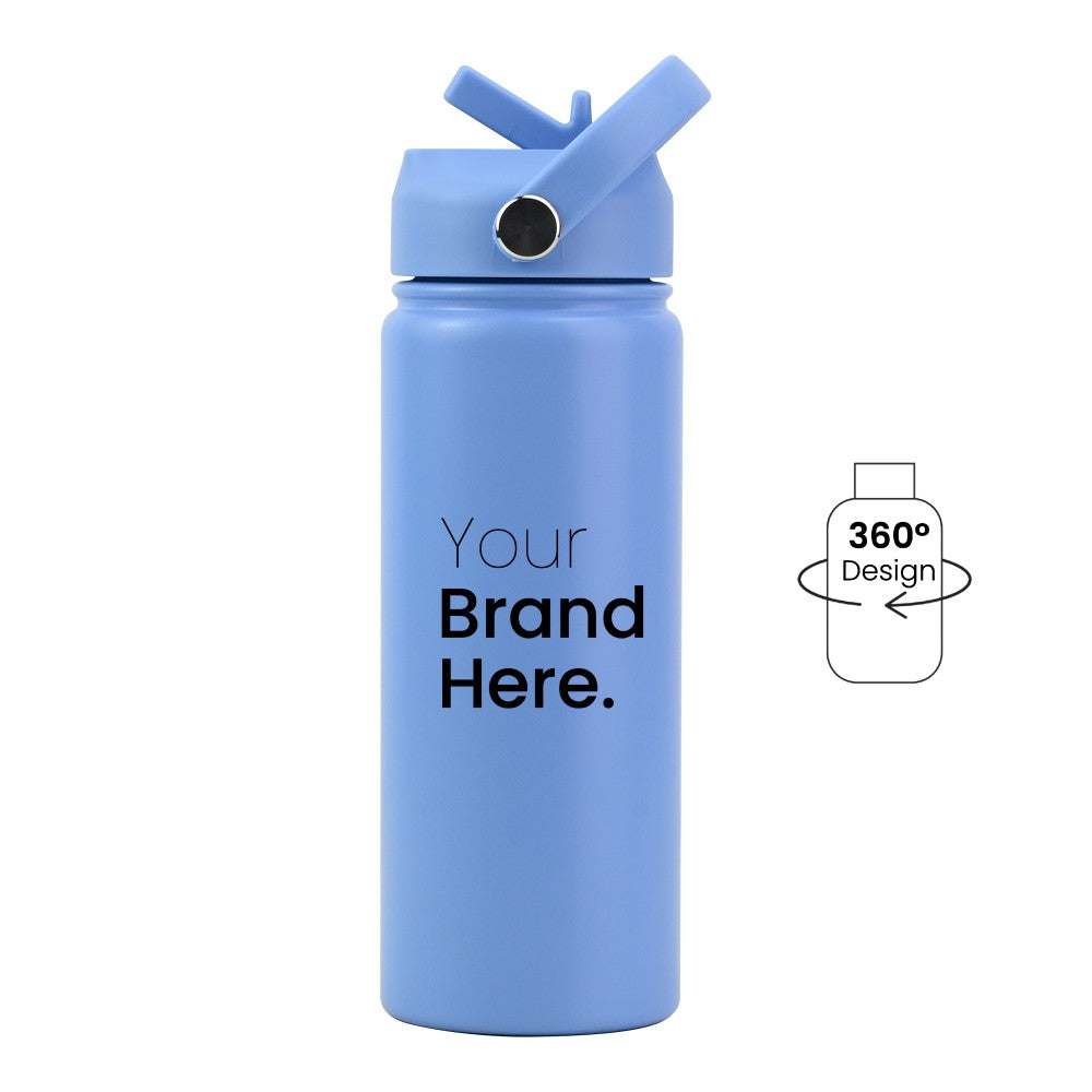 Blue Pioneer Bottle 550ml (18oz) Custom Straw Water Bottles