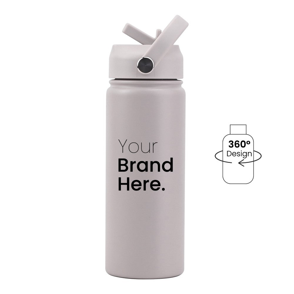 Grey Pioneer Bottle 550ml (18oz) Custom Straw Water Bottles