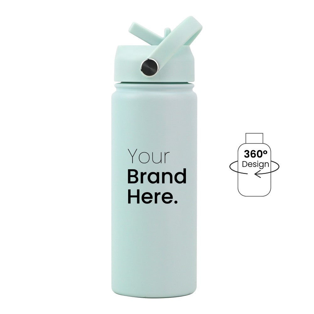 Mint green Pioneer Bottle 550ml (18oz) Custom Straw Water Bottles