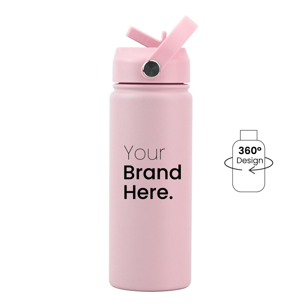 Pink Pioneer Bottle 550ml (18oz) Custom Straw Water Bottles