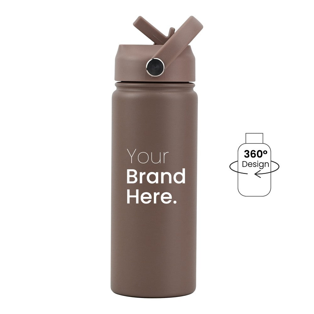 Mocha brown Pioneer Bottle 550ml (18oz) Custom Straw Water Bottles