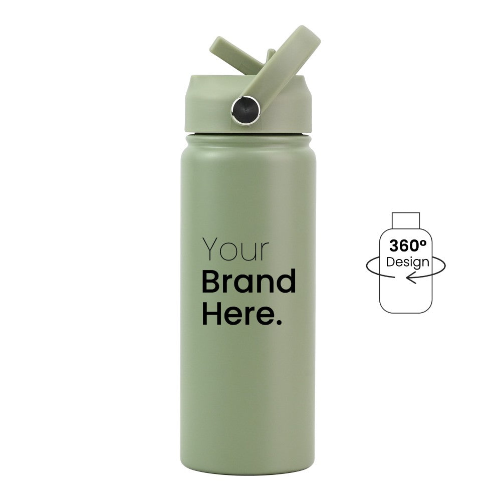 Green Pioneer Bottle 550ml (18oz) Custom Straw Water Bottles