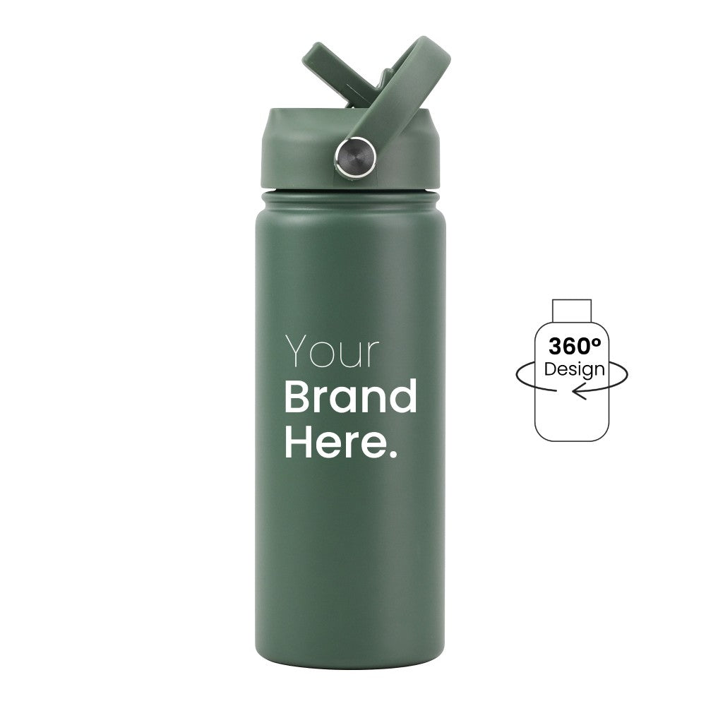 Dark green Pioneer Bottle 550ml (18oz) Custom Straw Water Bottles