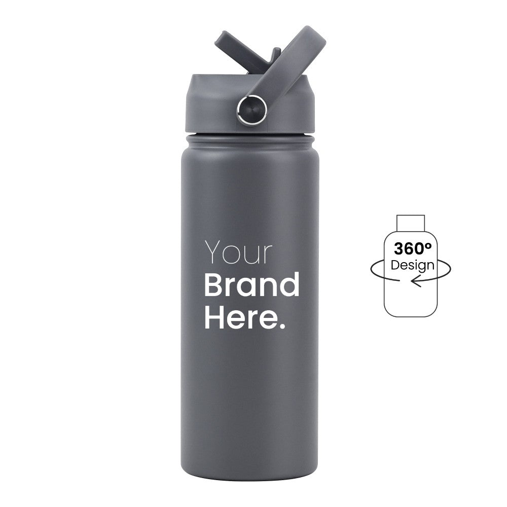 Gray Pioneer Bottle 550ml (18oz) Custom Straw Water Bottles