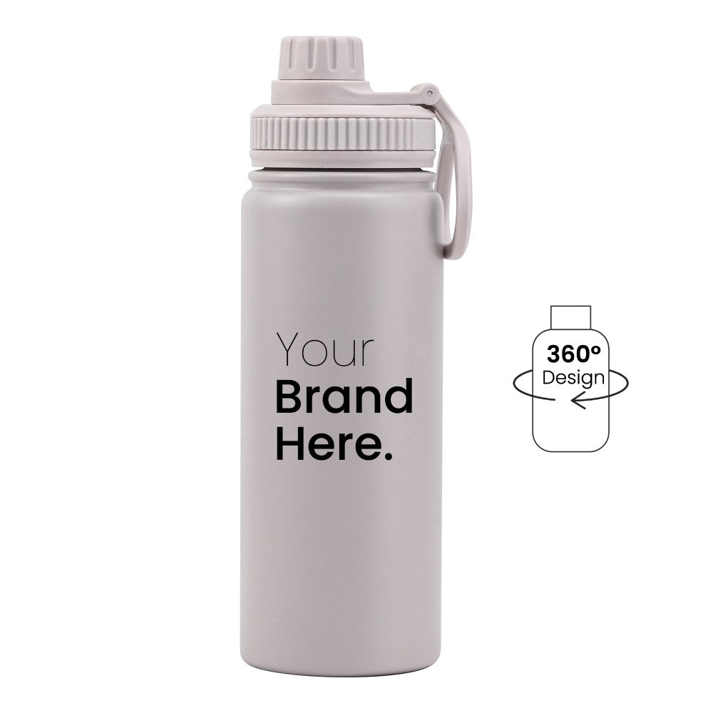 Grey 550ml (18oz) Custom Dual Lid Water Bottle