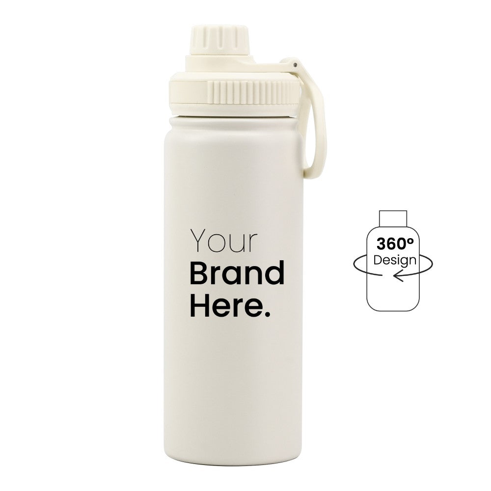Off white 550ml (18oz) Custom Dual Lid Water Bottle