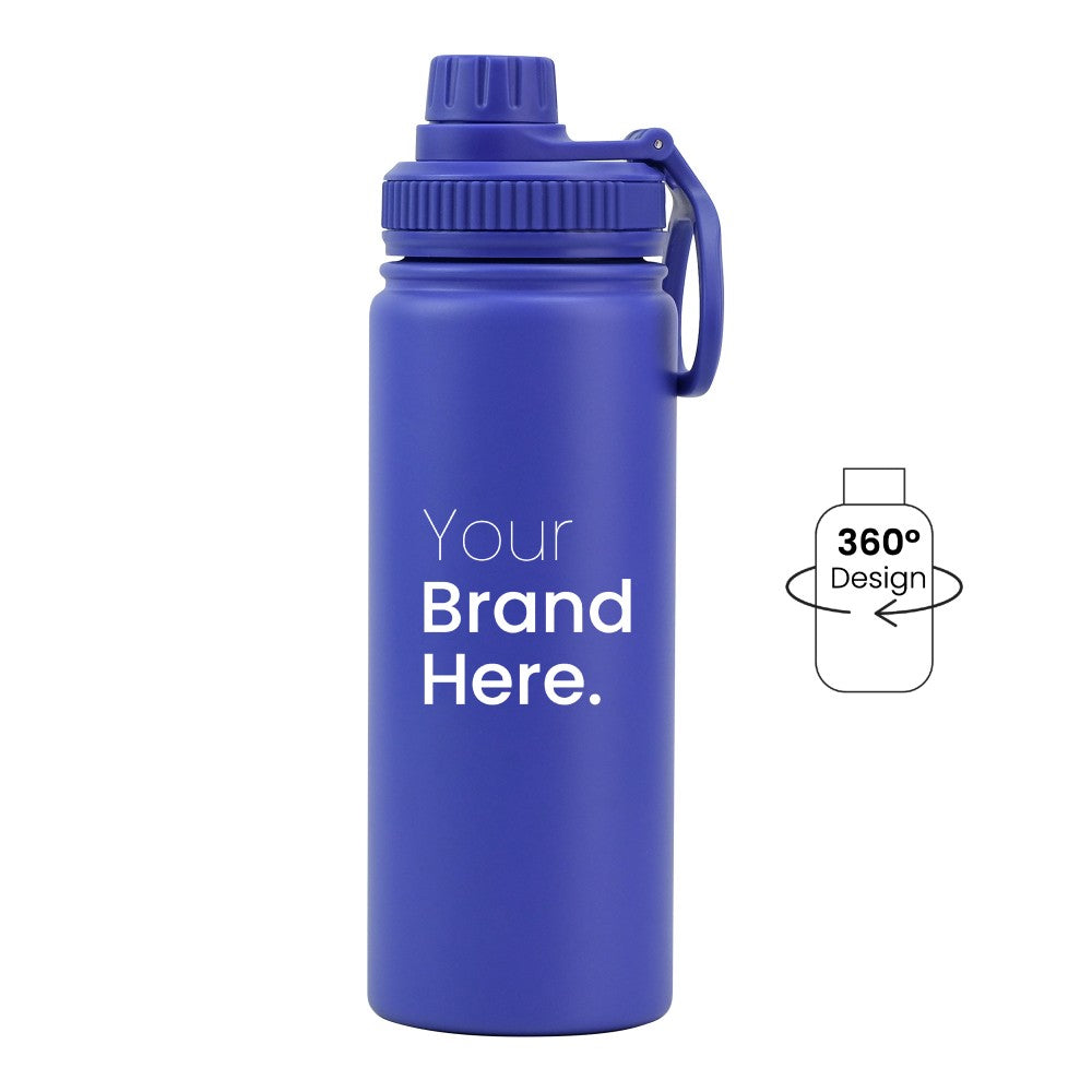 Blue 550ml (18oz) Custom Dual Lid Water Bottle