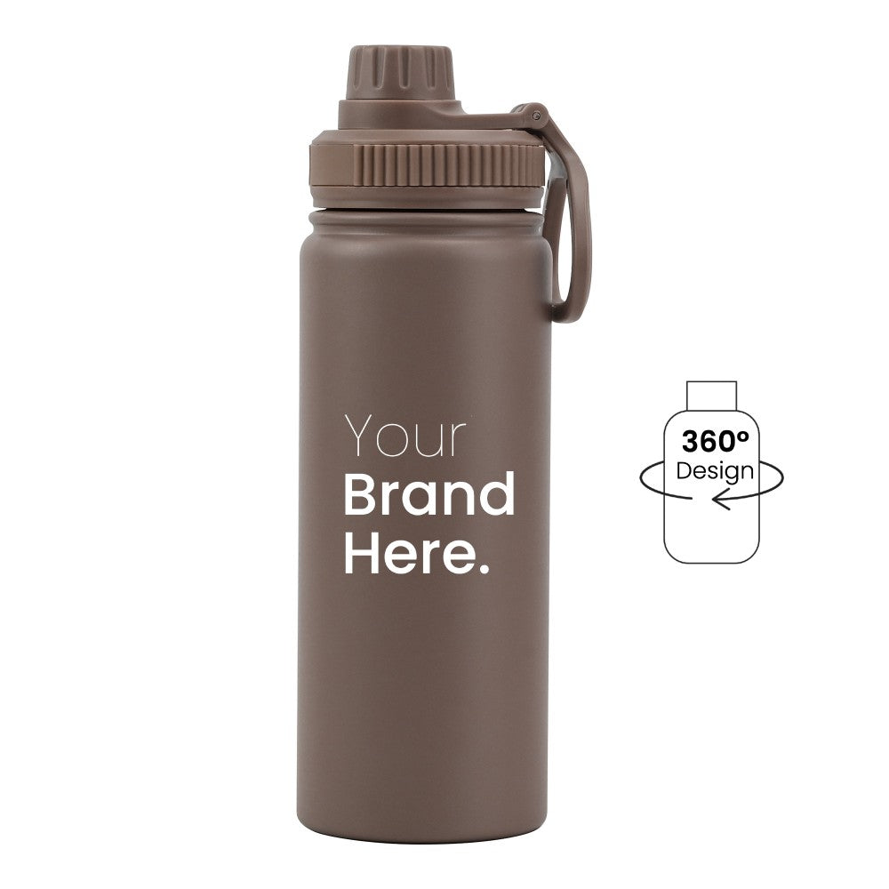 Mocha brown 550ml (18oz) Custom Dual Lid Water Bottle