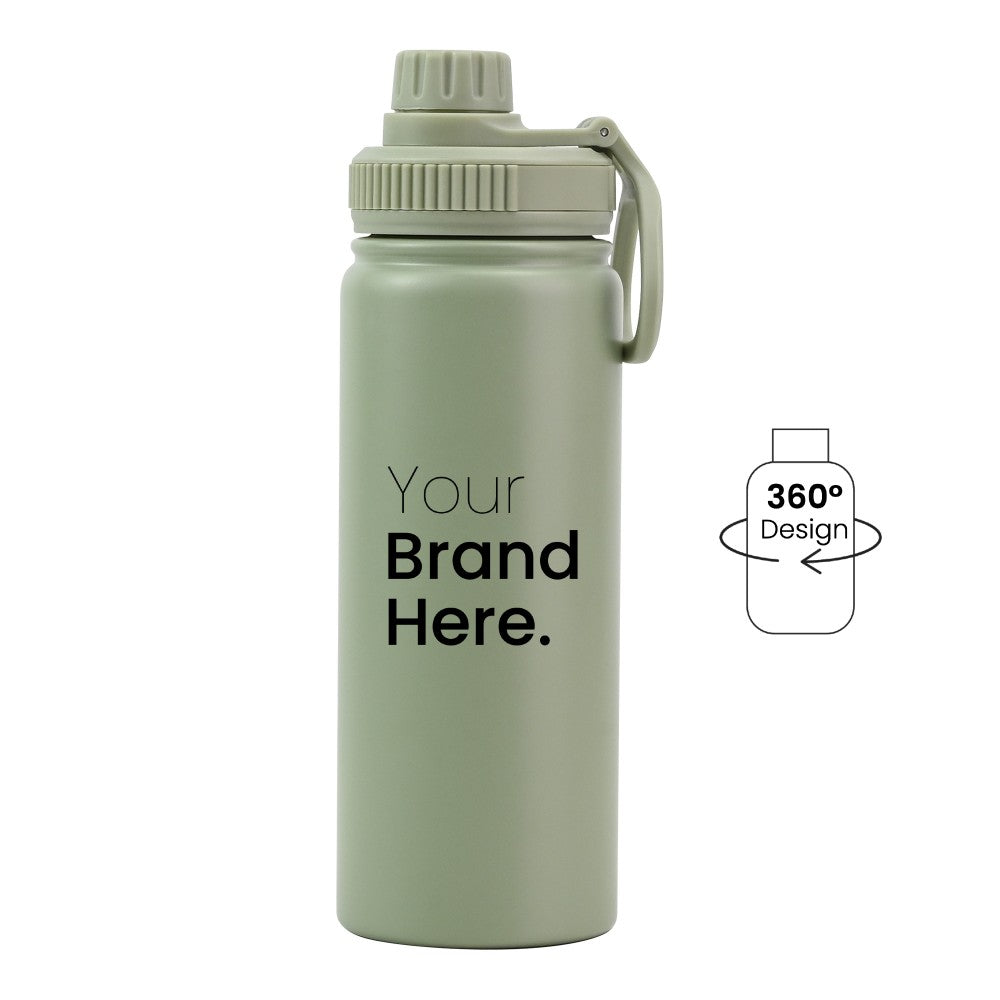Green 550ml (18oz) Custom Dual Lid Water Bottle