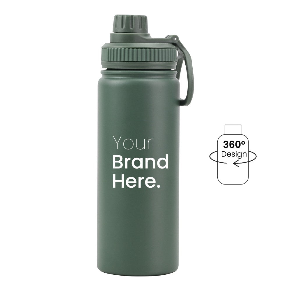 Dark green 550ml (18oz) Custom Dual Lid Water Bottle