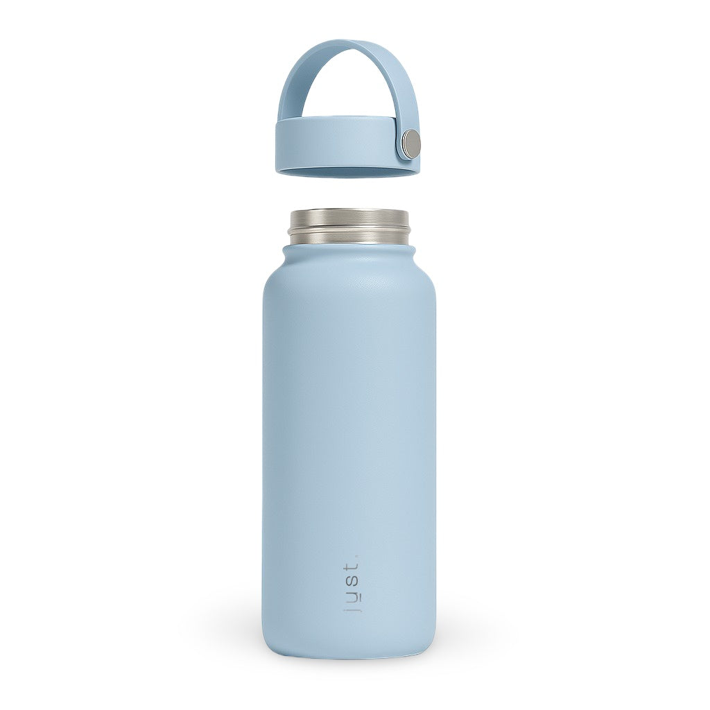 large blue insulated bottle with handle