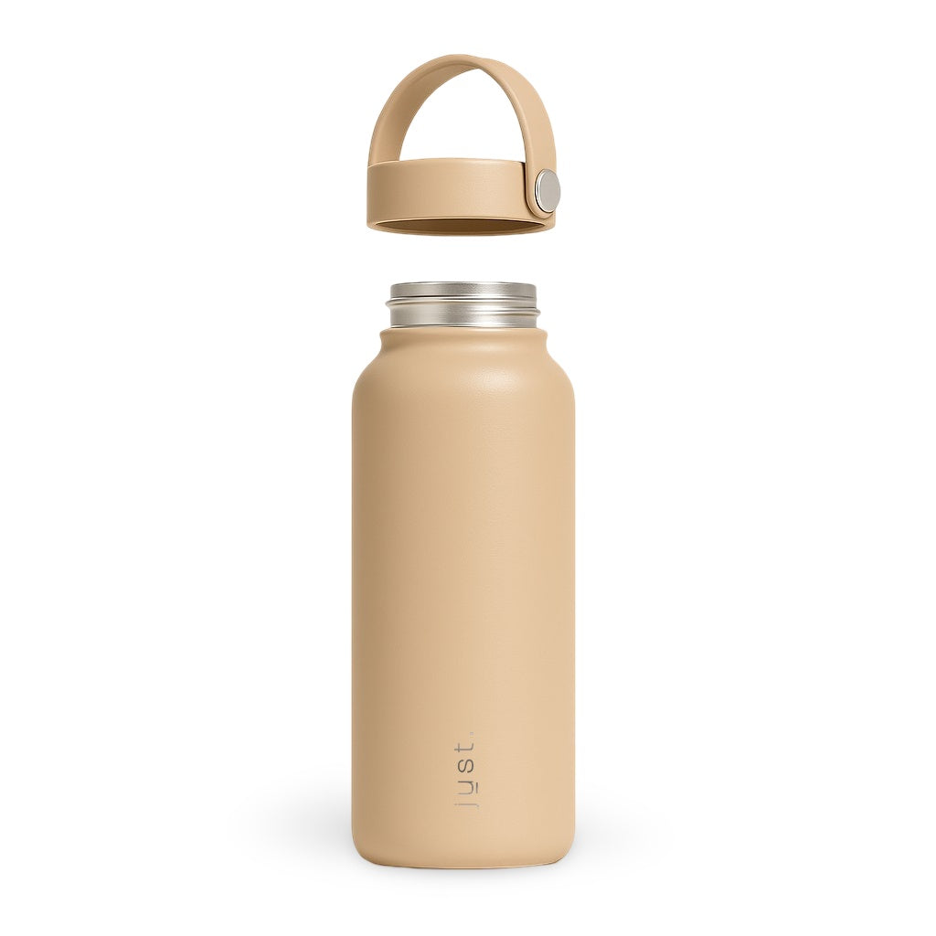 big beige water bottle with handle
