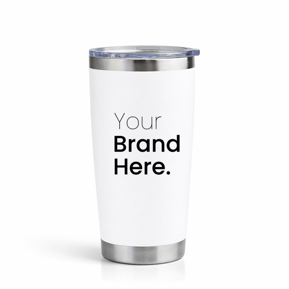 White custom 20oz Travel Tumbler with Logo