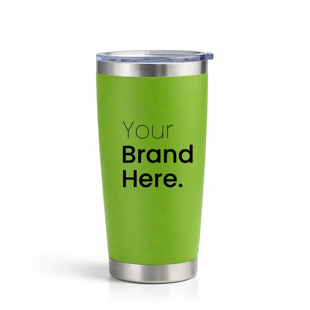 Bright green custom 20oz Travel Tumbler with Logo