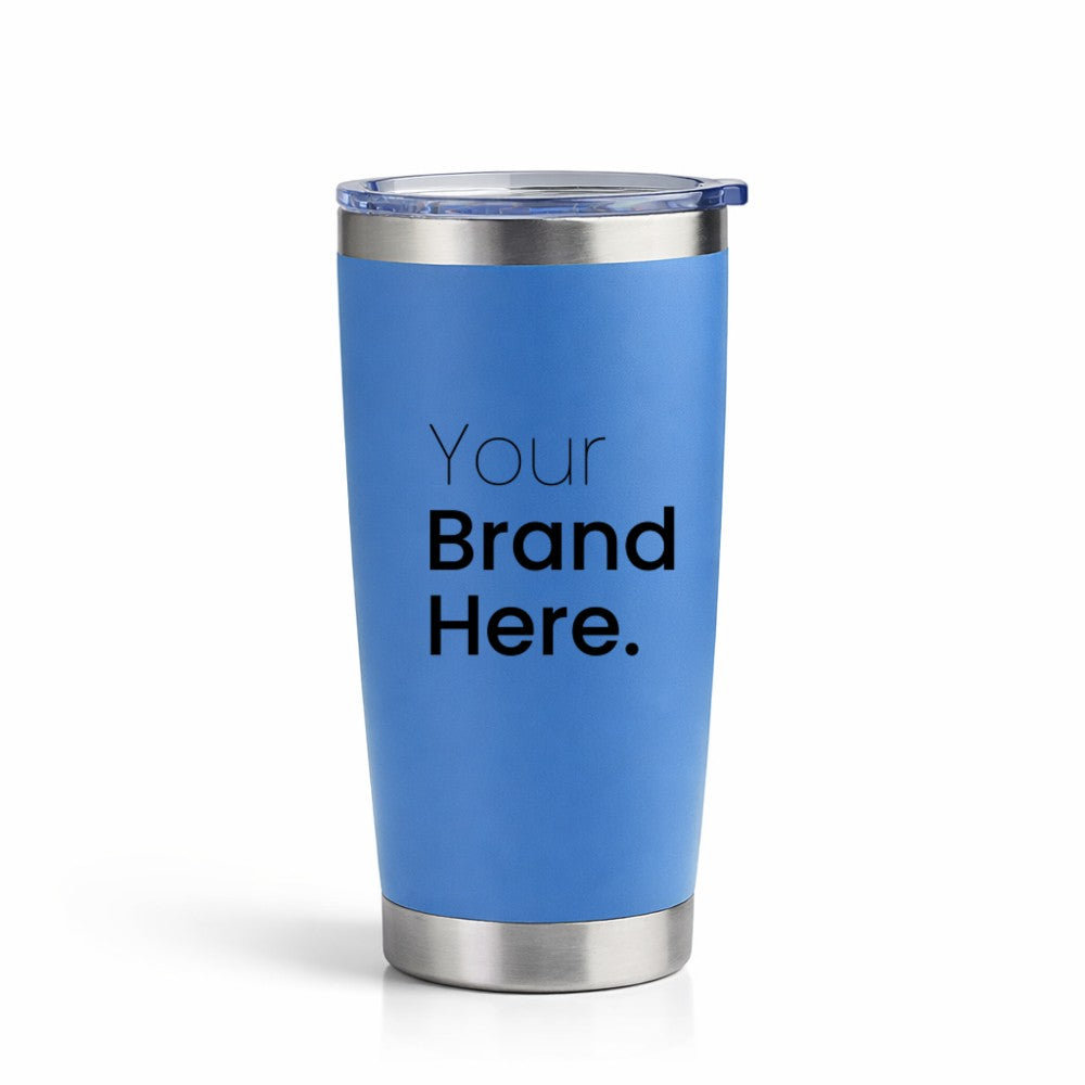 Light blue custom 20oz Travel Tumbler with Logo