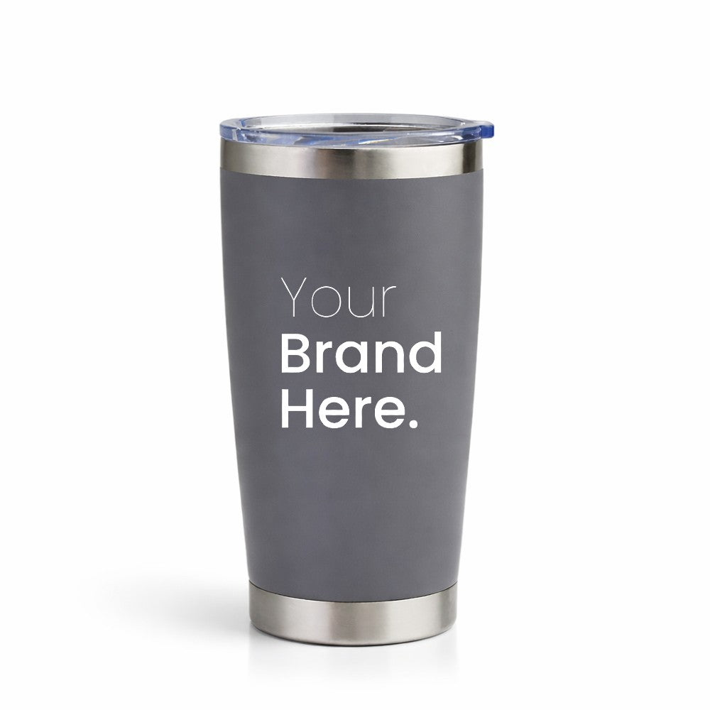 Gray custom 20oz Travel Tumbler with Logo