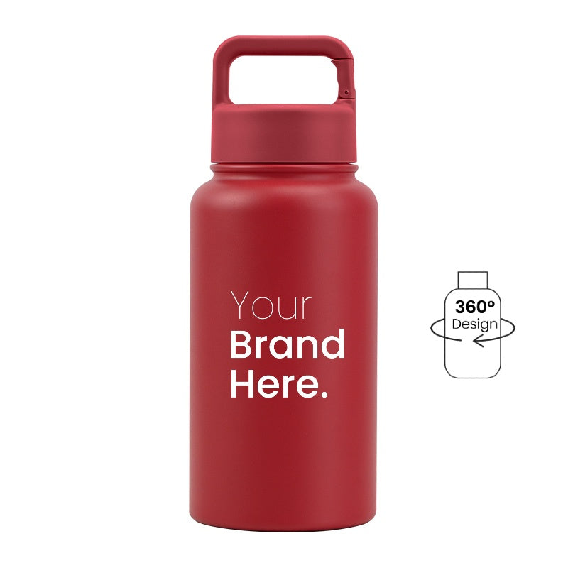 Red  700ml (24oz) Custom Logo Stainless Steel Carabiner Water Bottle