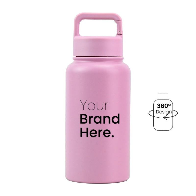 Pink  700ml (24oz) Custom Logo Stainless Steel Carabiner Water Bottle
