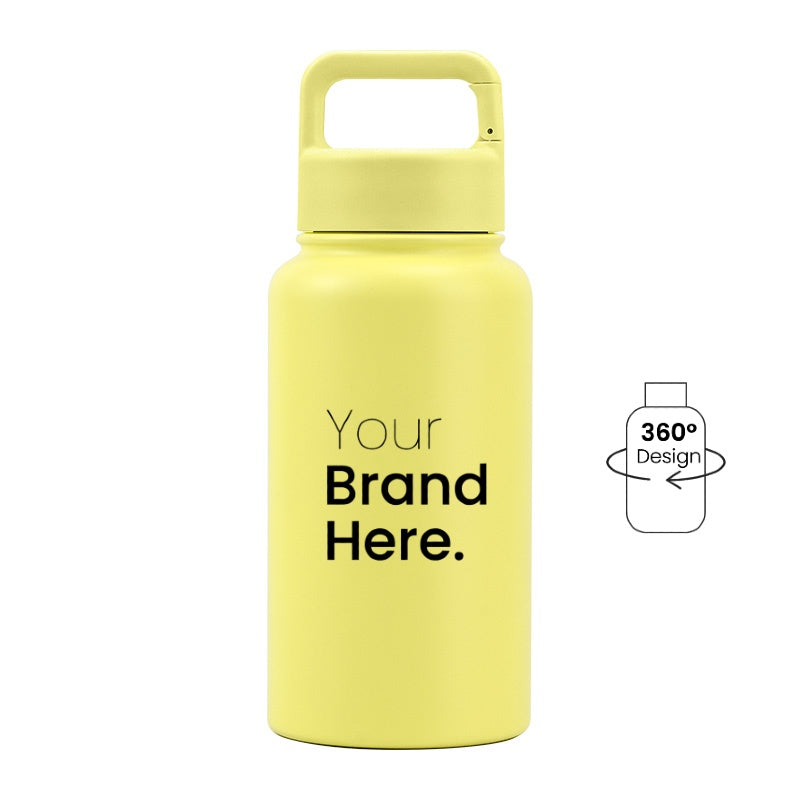 Yellow  700ml (24oz) Custom Logo Stainless Steel Carabiner Water Bottle
