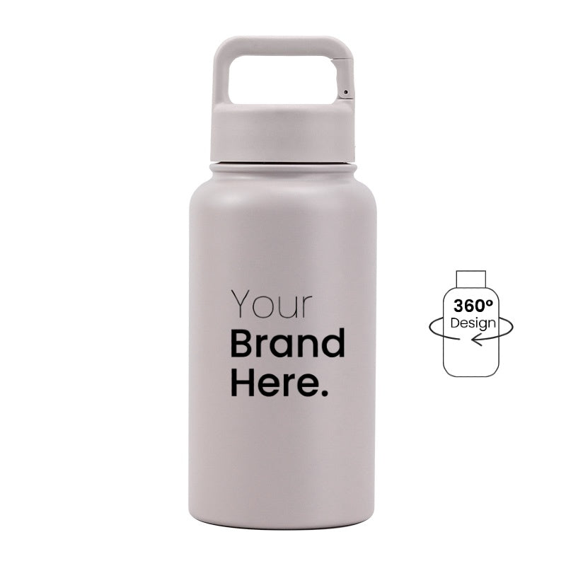 Grey  700ml (24oz) Custom Logo Stainless Steel Carabiner Water Bottle