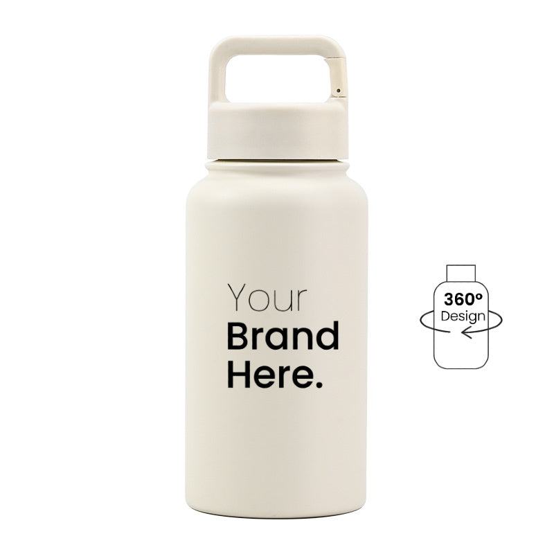 Off white 700ml (24oz) Custom Logo Stainless Steel Carabiner Water Bottle
