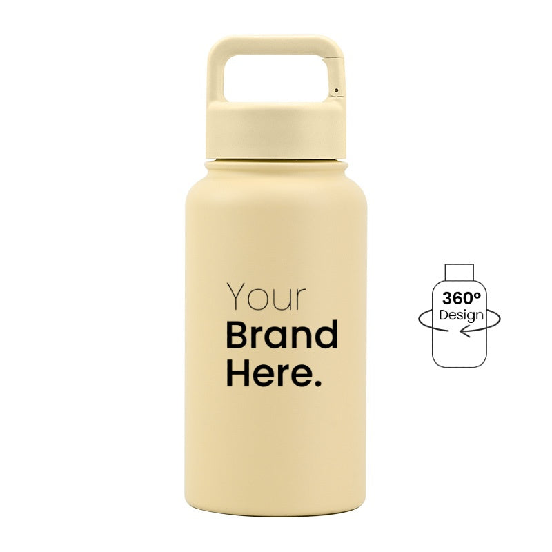 Yellow  700ml (24oz) Custom Logo Stainless Steel Carabiner Water Bottle