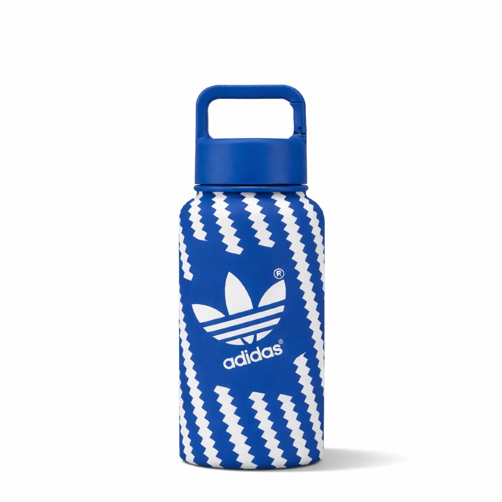 Blue 700ml (24oz) Custom Logo Stainless Steel Carabiner Water Bottle with Adidas branding
