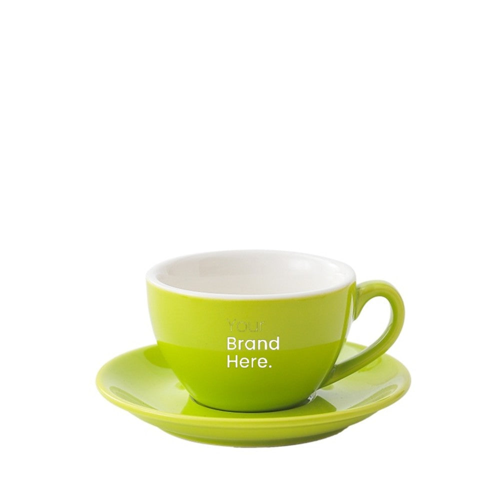 Light green 250ml cafe cup with custom logo