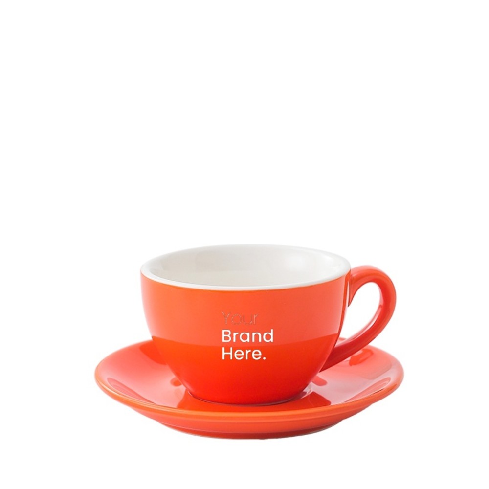 Orange 250ml cafe cup with custom logo