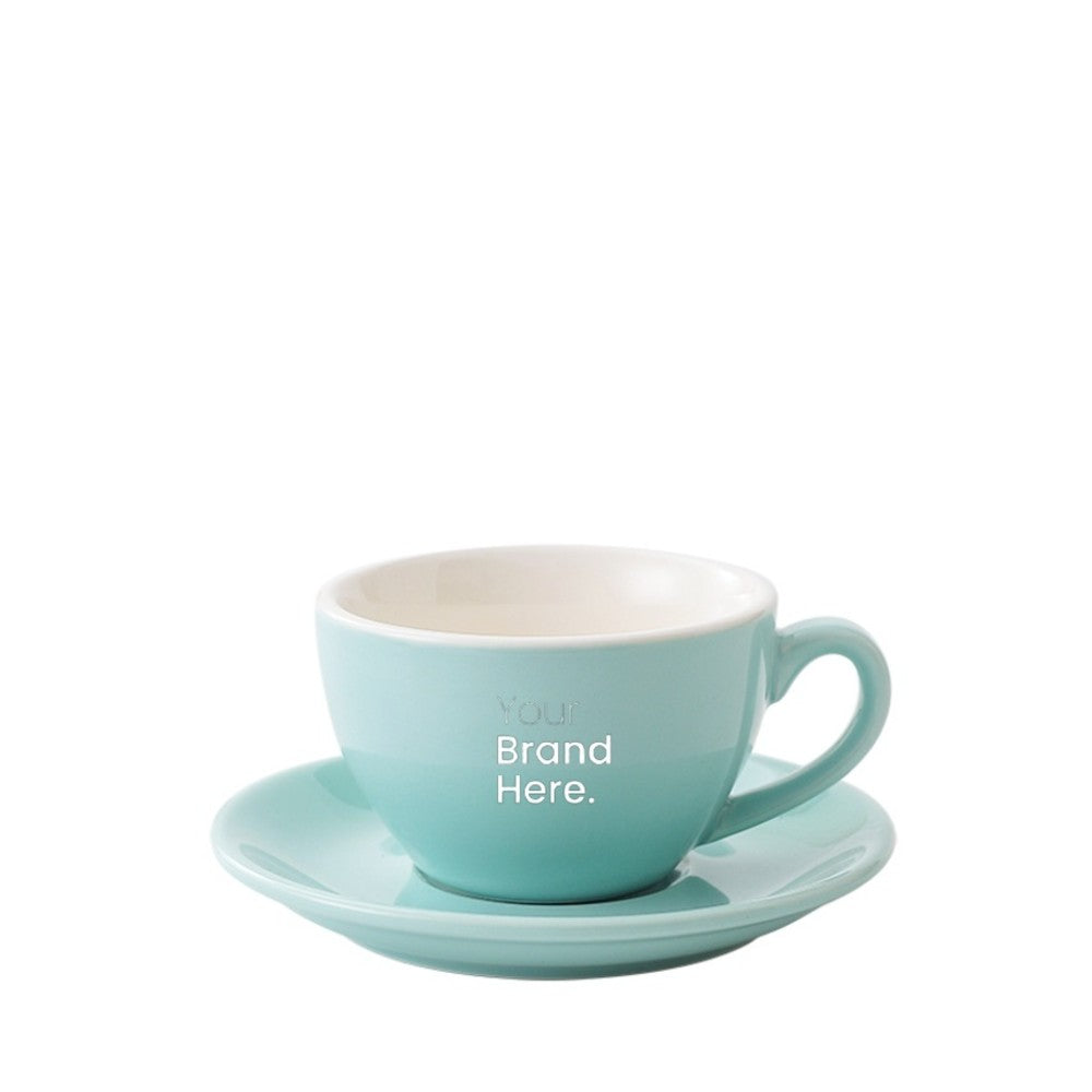 Mint green 250ml cafe cup with custom logo