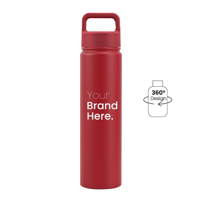 Red 750ml (25oz) Custom Logo Stainless Steel Carabiner Water Bottle