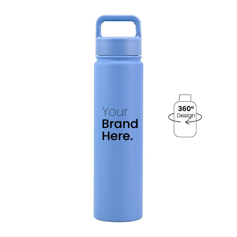 Blue 750ml (25oz) Custom Logo Stainless Steel Carabiner Water Bottle