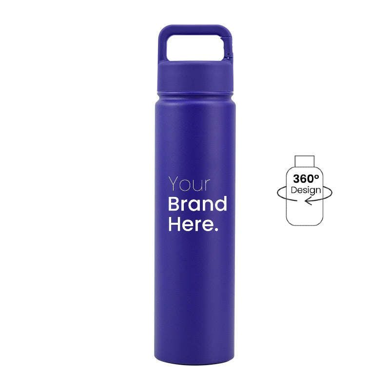 Purple 750ml (25oz) Custom Logo Stainless Steel Carabiner Water Bottle