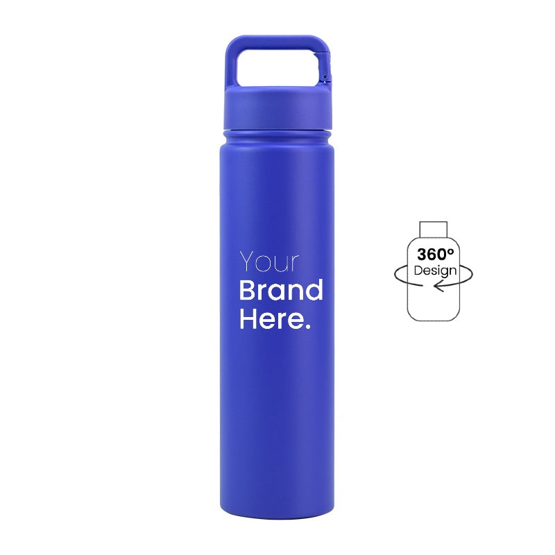 Blue 750ml (25oz) Custom Logo Stainless Steel Carabiner Water Bottle