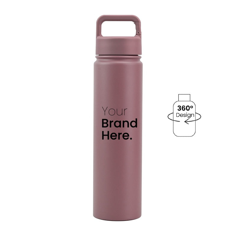 Brown 750ml (25oz) Custom Logo Stainless Steel Carabiner Water Bottle