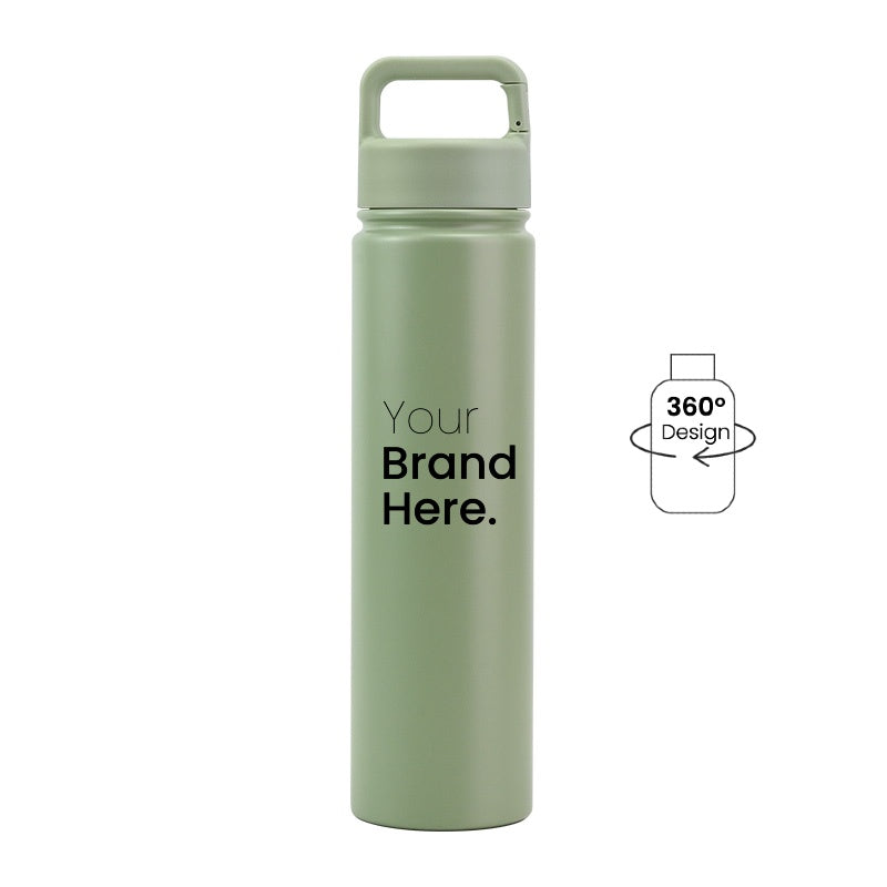 Green 750ml (25oz) Custom Logo Stainless Steel Carabiner Water Bottle