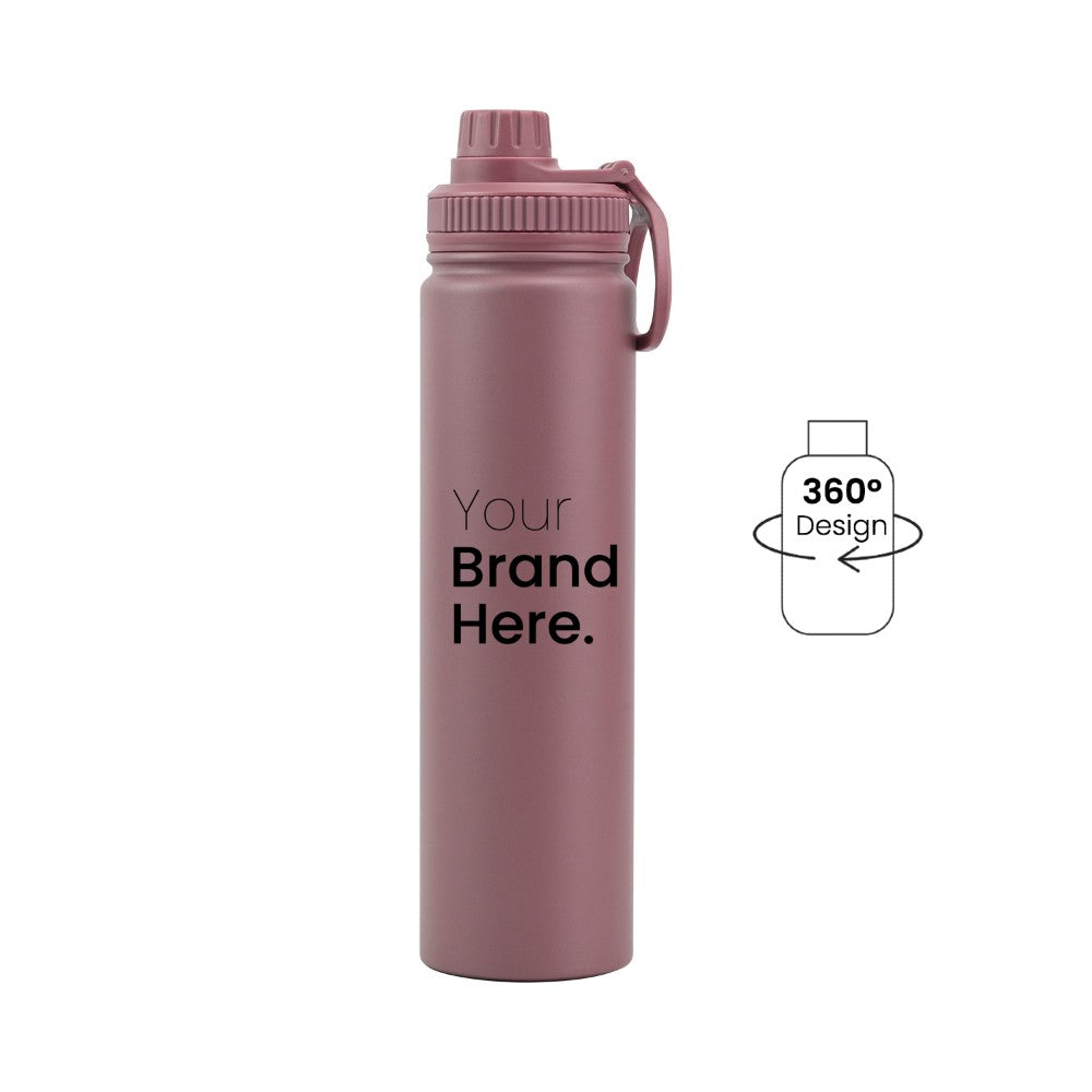 Brown 750ml (25oz) Custom Dual Lid Water Bottle