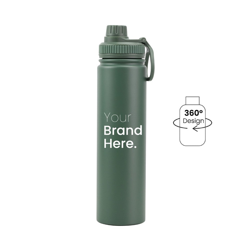 Dark green 750ml (25oz) Custom Dual Lid Water Bottle